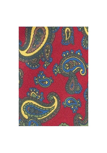 Eșarfe dubla, mătase, roșu paisley, 170 x 30 cm
